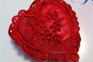 Heart Thong - Red thong with heart shaped beads and lace
