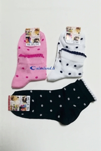 Socks Pois Border - sock for girls in polka dot cotton with worked border