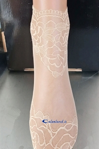 Calzino in retina tulle con bordino in pizzo per donna