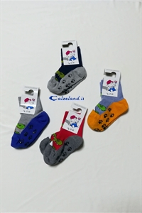 No-slide sock crocodile - Anti-slide cotton sock for boy with 1 cute smiling crocodile drawn)