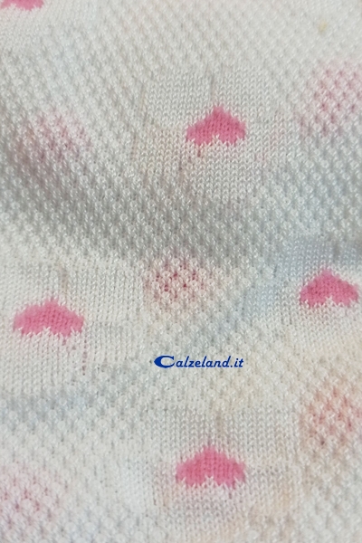 Gambaletto in cotone leggero bianco con cuori colorati