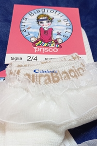 Sock with voile in tulle ecrù