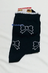 Blue sock with lurex bows