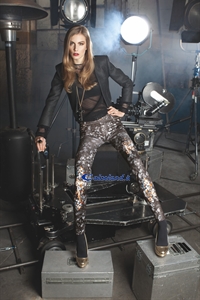 Poster Legging - Fake jeans leggings with drawn of angels)